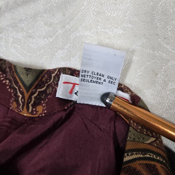 VTG Talbots Paisley Floral Midi Wrap Skirt sz L* Dark Academia Moody - Picture 10 of 14